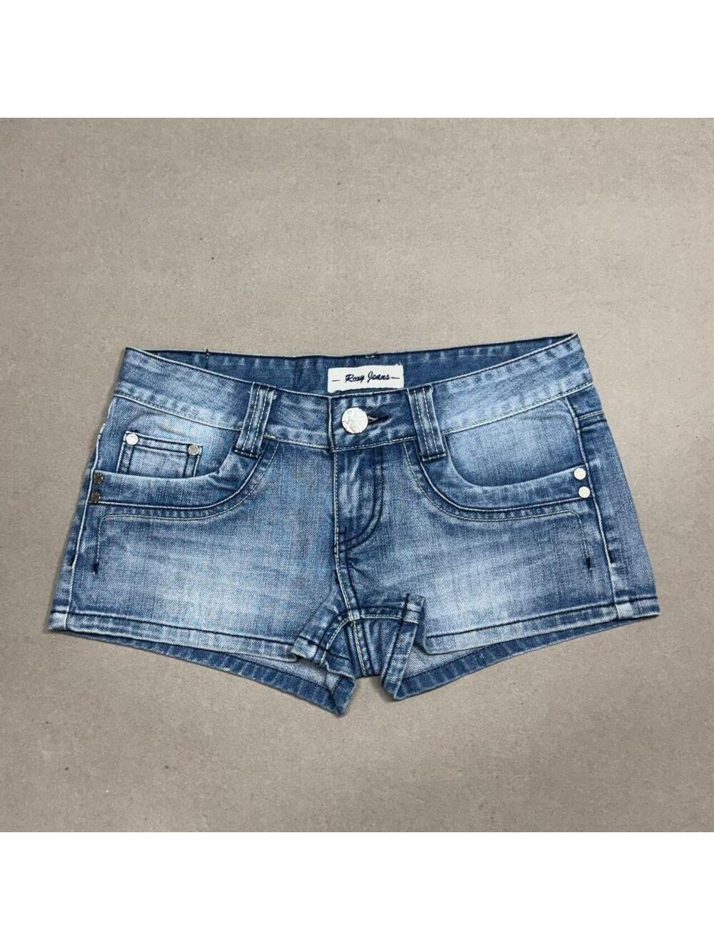 Vintage Y2K Low Rise Denim Micro Shorts Faded